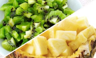 ананас кубиками киви кубиками