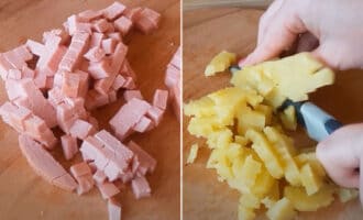 вареная колбаса и картошка кубиком