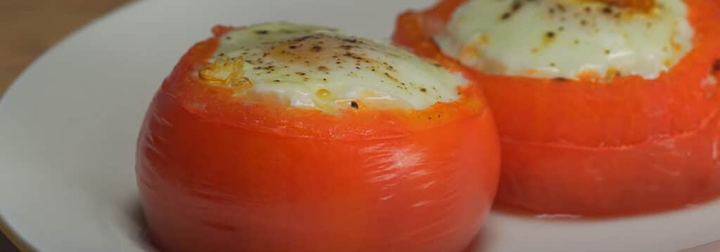 Запеченные помидоры с творогом и яйцами
